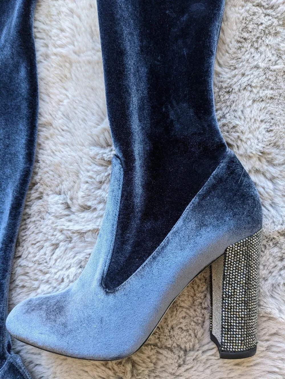 RENE CAOVILLA Swarovski Crystals Over Knee Velvet Boots 39